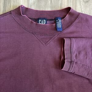 Vintage GAP Striped Long Sleeve T-Shirt Men's Size M 1990s Red Blue Mock Neck